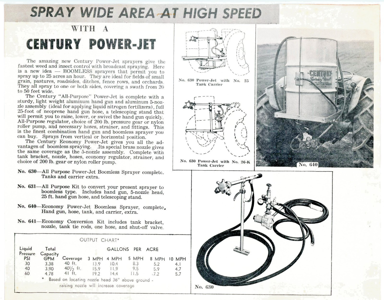 Century Boomless Power Jet Sprayer flyer Century Engineering Cedar Rapids Iowa