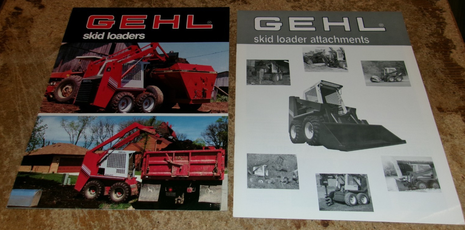 2-lot 1980&rsquo;s-90&rsquo;s gehl skid-loaders brochures in nice shape used
