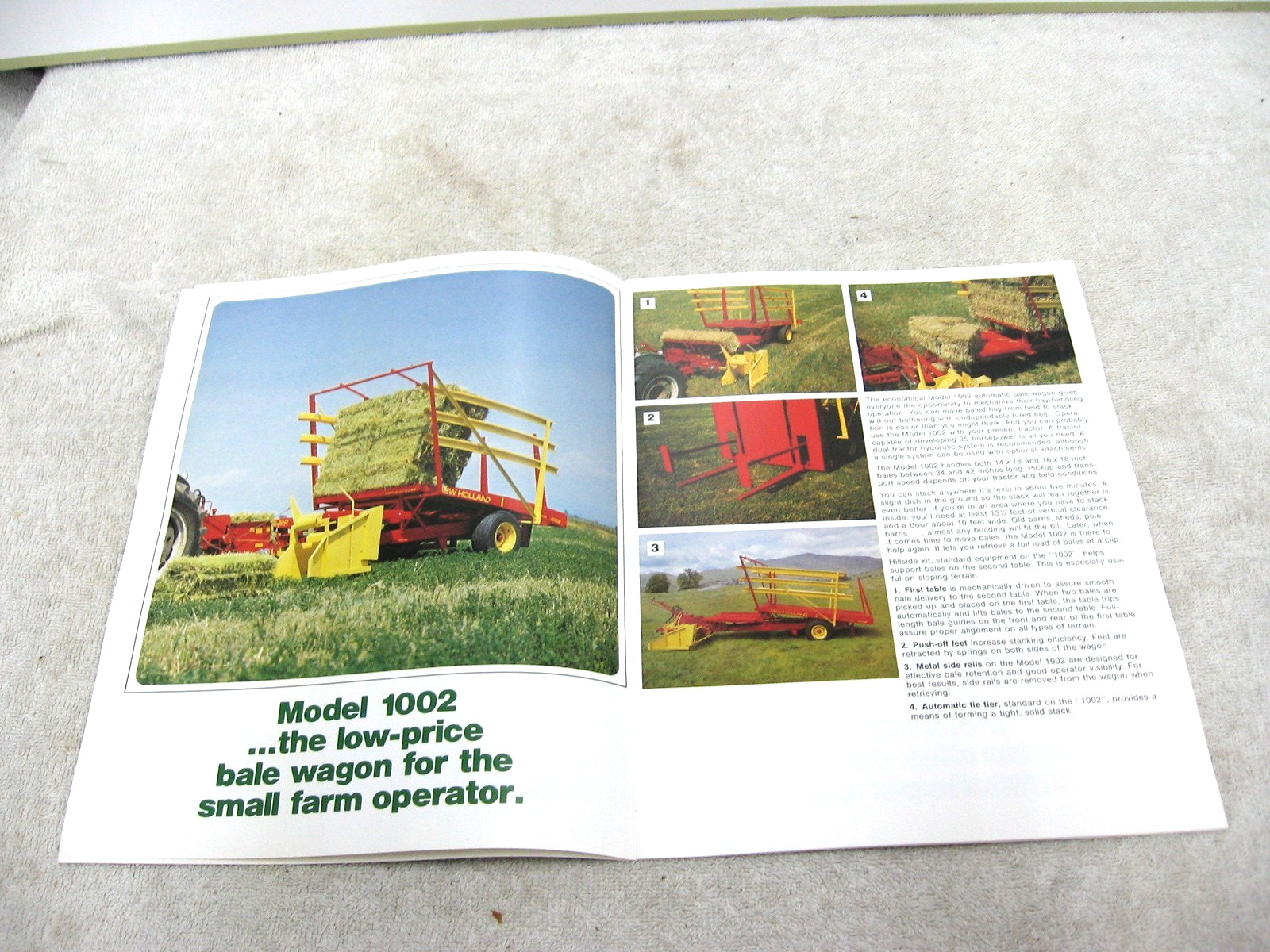 VINTAGE 1980 NEW HOLLAND SELF PROPELLED AUTOMATIC BALE WAGON BROCHURE 1002 1068