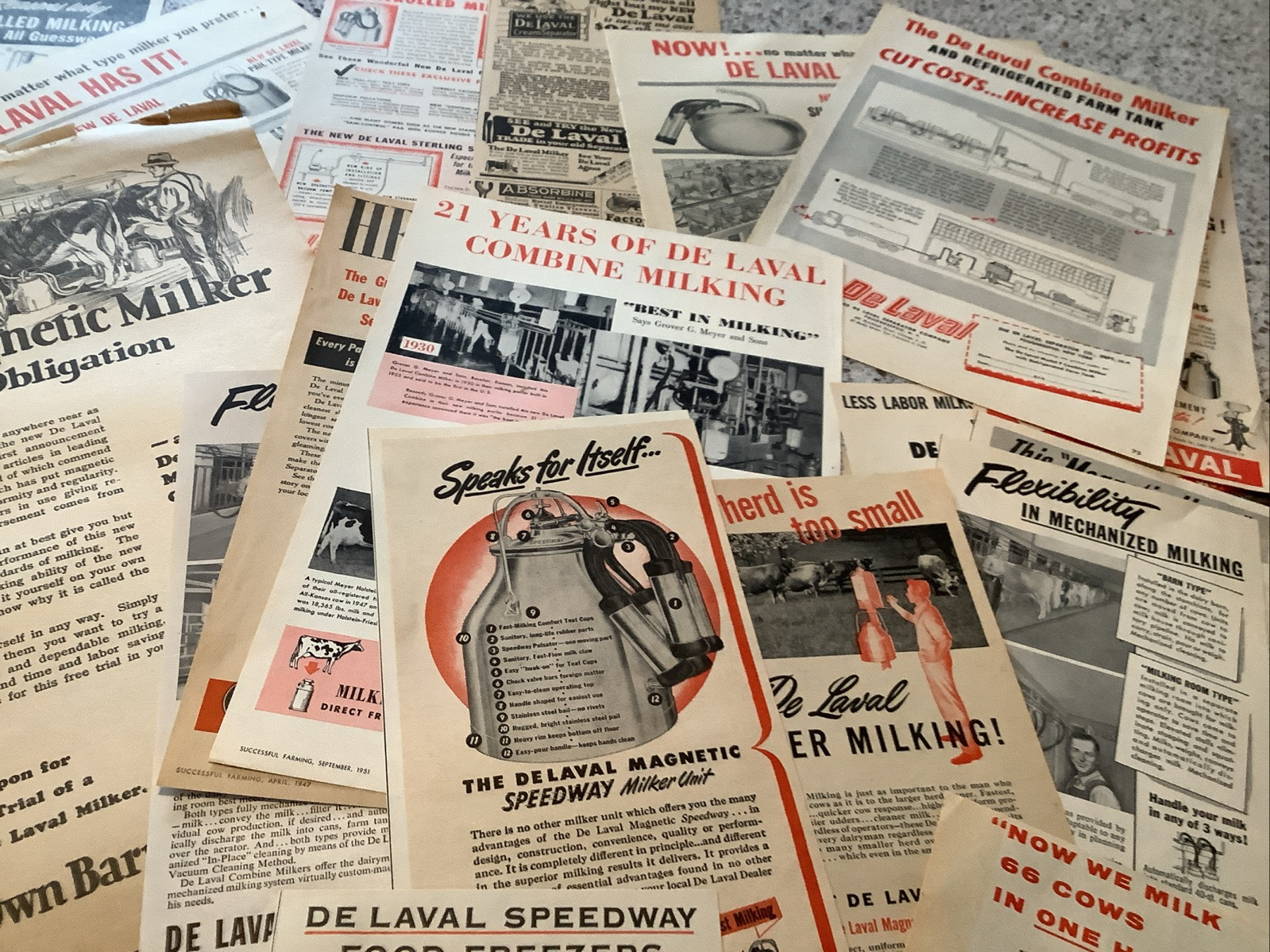 Lot Of 50+ De Laval Products Print Farm Magazine Ads 1920-1960s Milkers Vintage