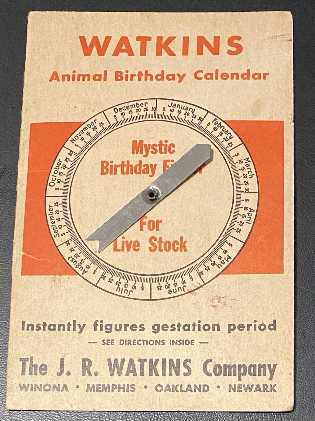 WATKINS Vintage ANIMAL Birthday Calendar INSTANTLY FIGURES GESTATION PERIOD