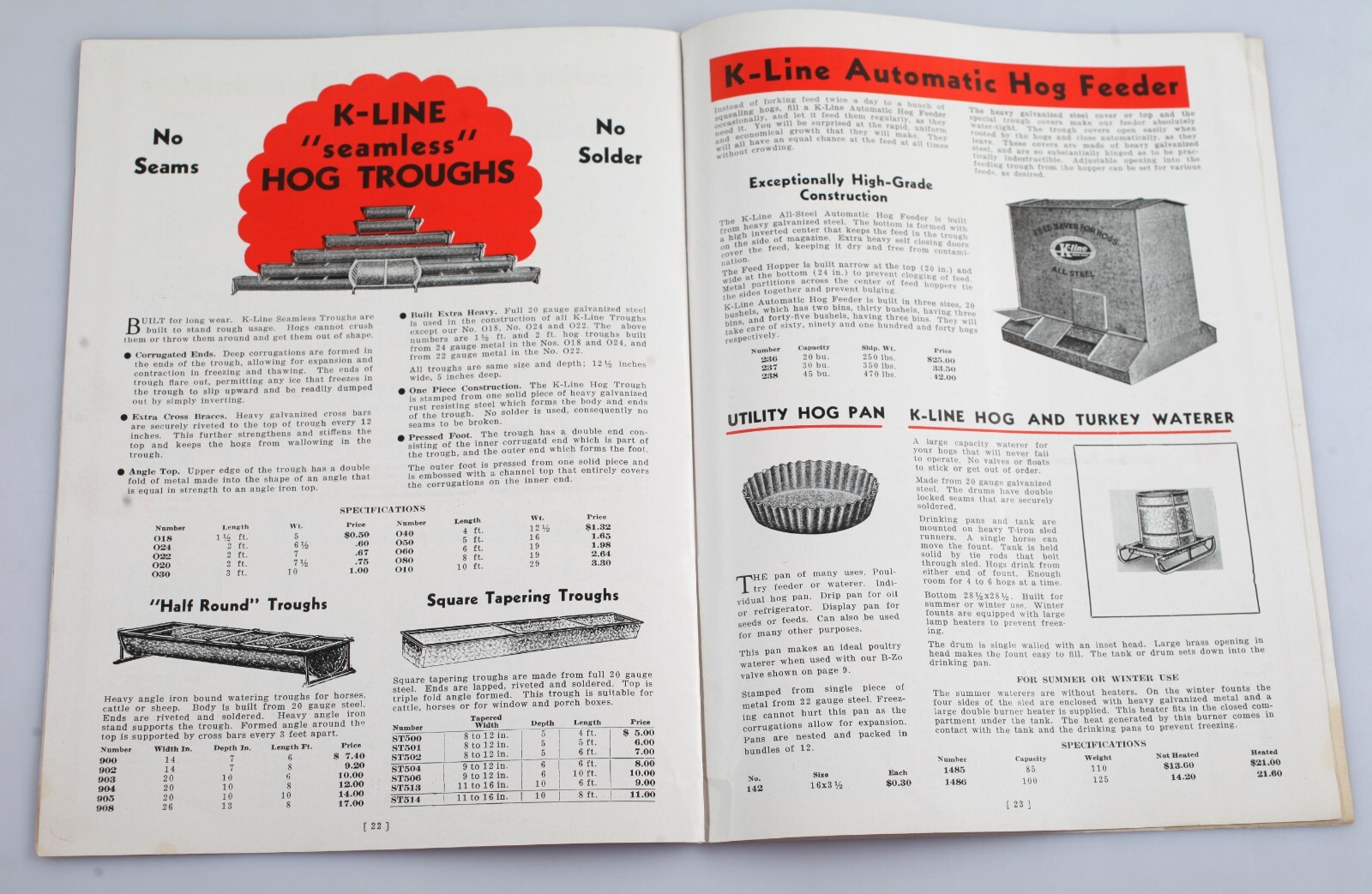 1936 Klein Mfg. Co. Poultry Supplies Farm Tanks Troughs Catalog Burlington Iowa