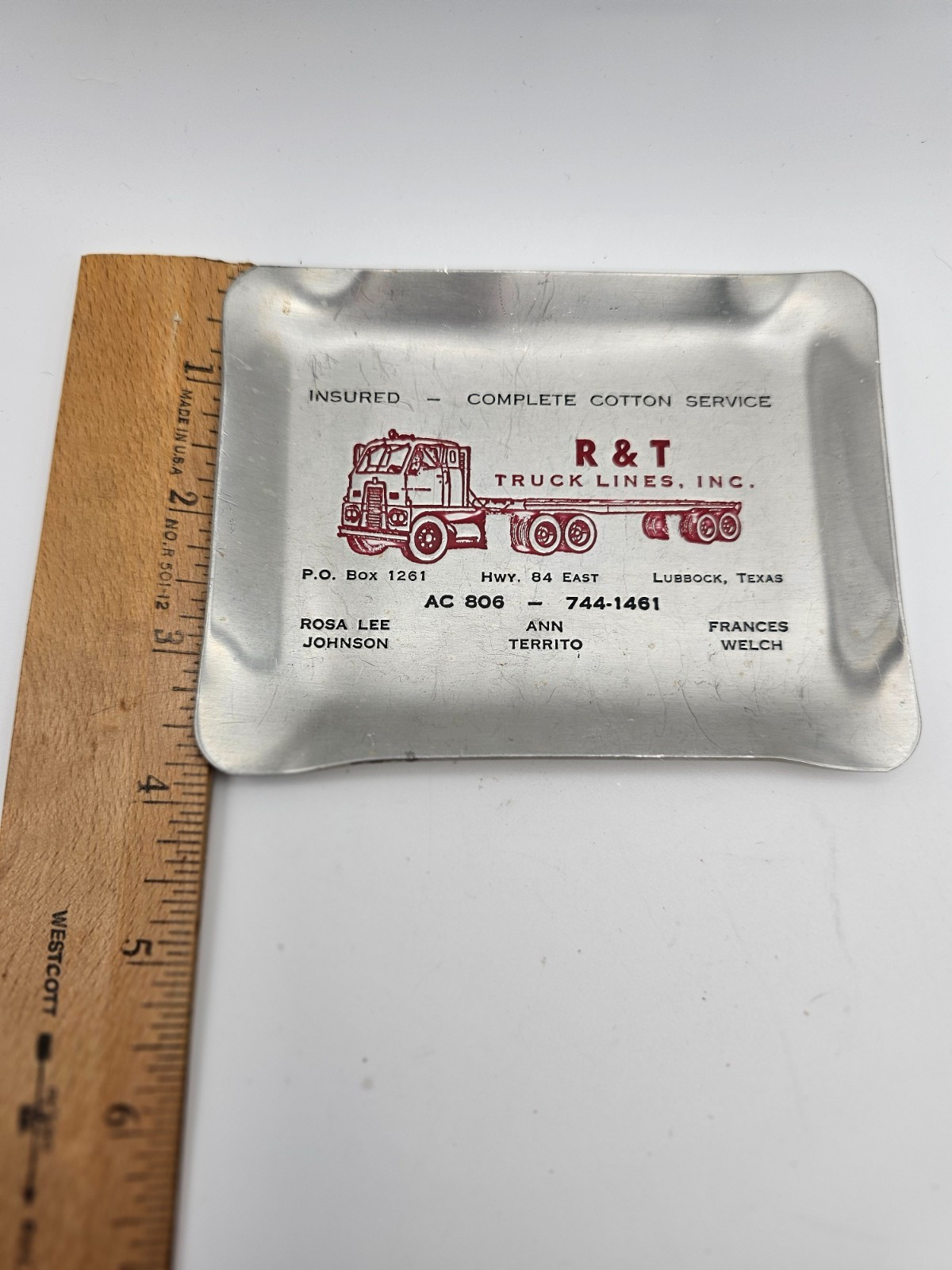 Vintage R T Truck Lines Metal Advertising Tray Lubbock Texas Truck