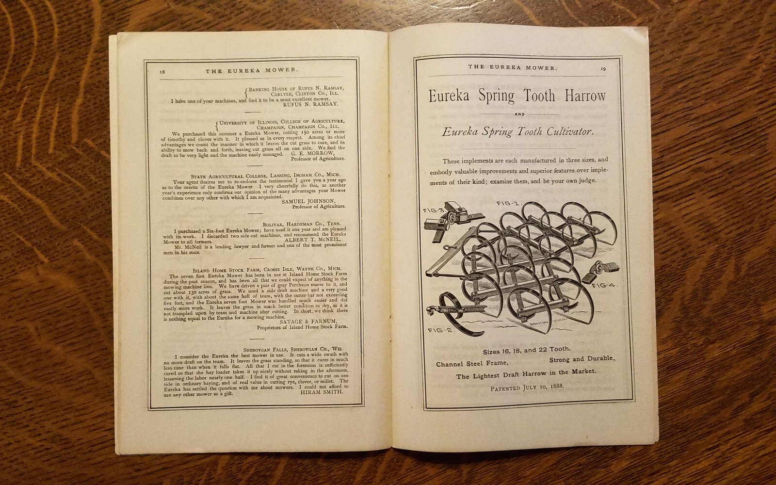 1889 Eureka Mower Farm Harvesting Cultivator Catalog Brochure Horse Tractor