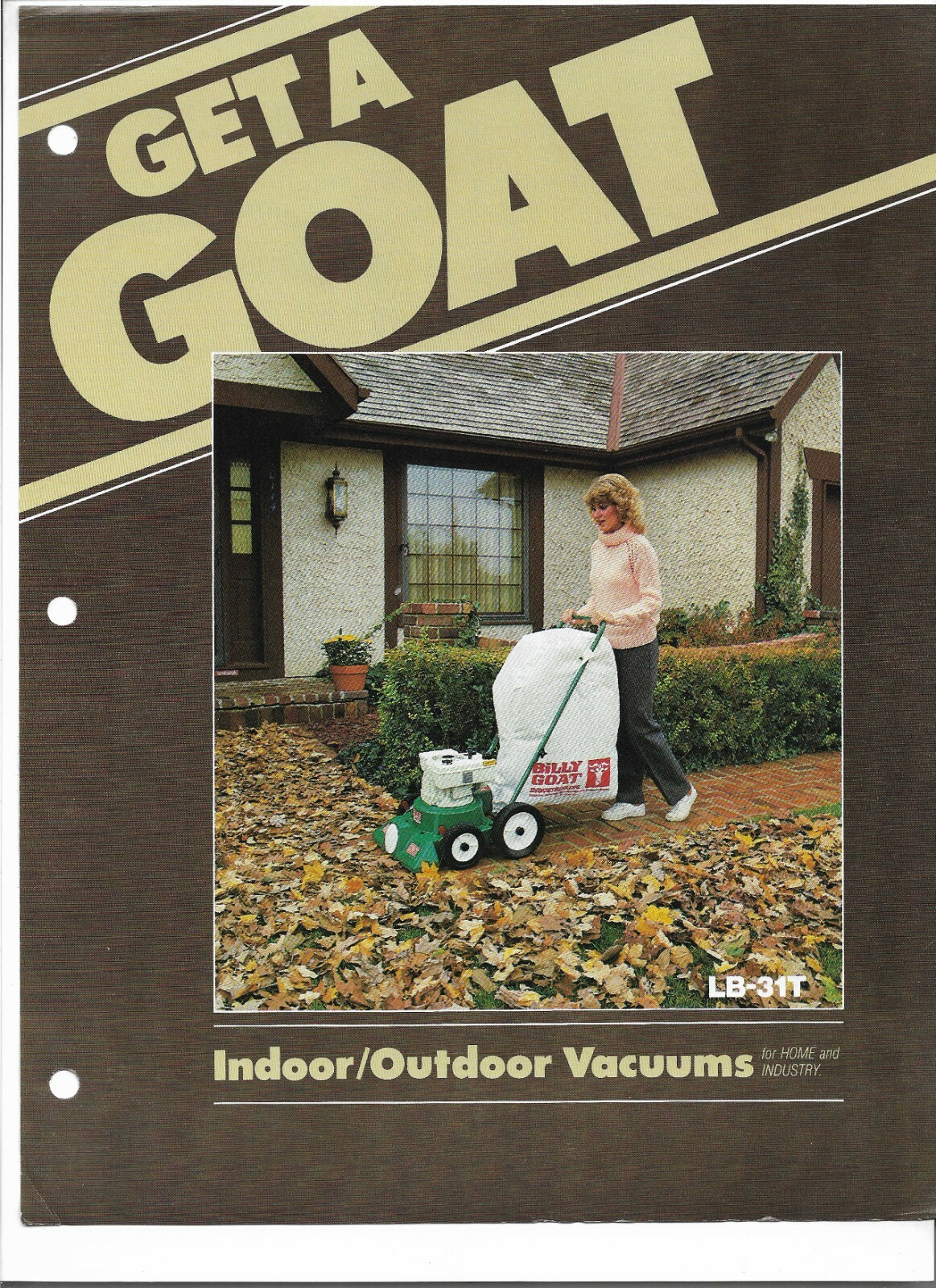 Original OEM OE Billy Goat LB12E and LB31T Indoor Outdoor Vacuums Sales Brochure