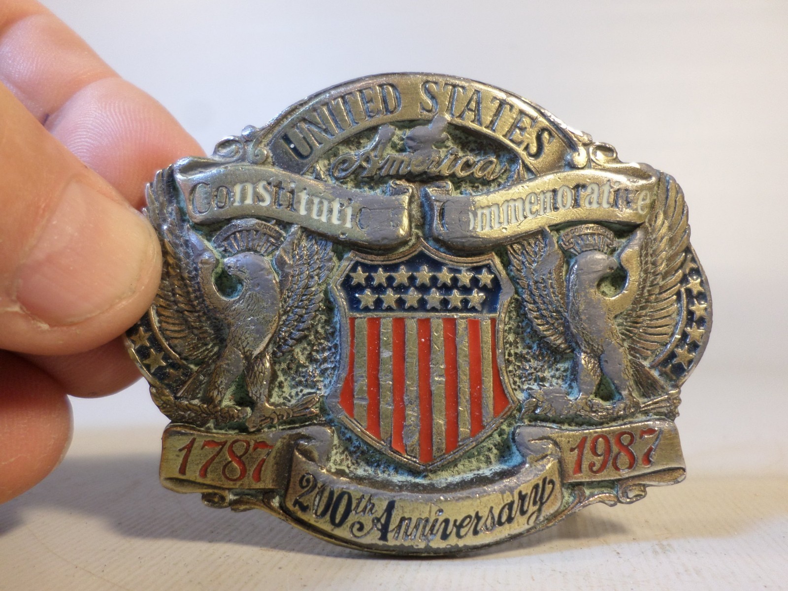 USA 200th Anniversary 1987 Solid Brass Belt Buckle B11308 limited edition