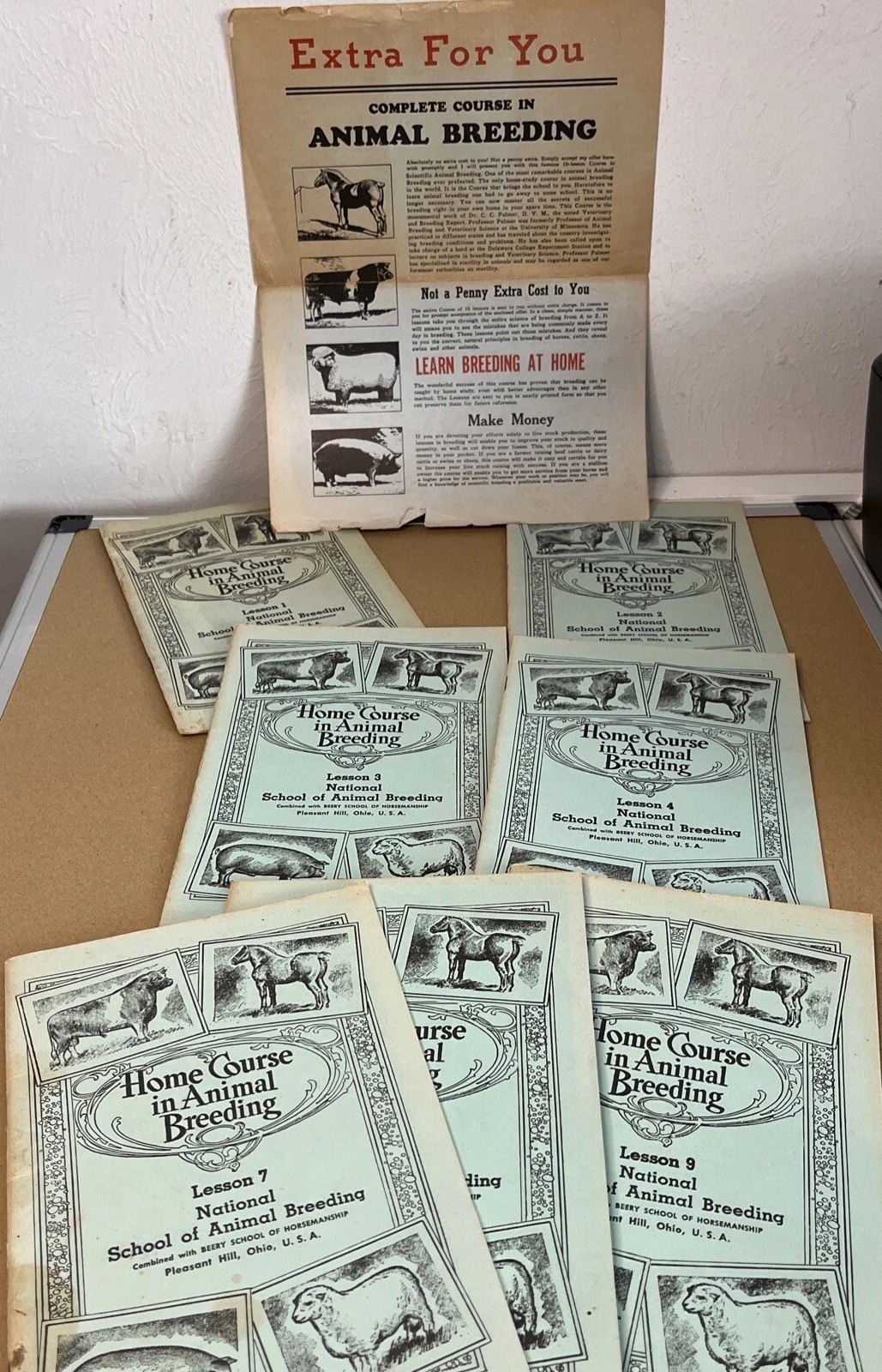 Vintage 1961 Beery School Horsemanship Animal Breeding Course – Partial Set