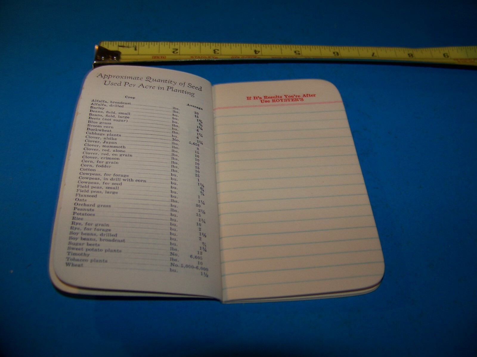Royster Fertilizer « Daily Reminder » Memo Booklet 1957 F.S. Royster Guano Comp.