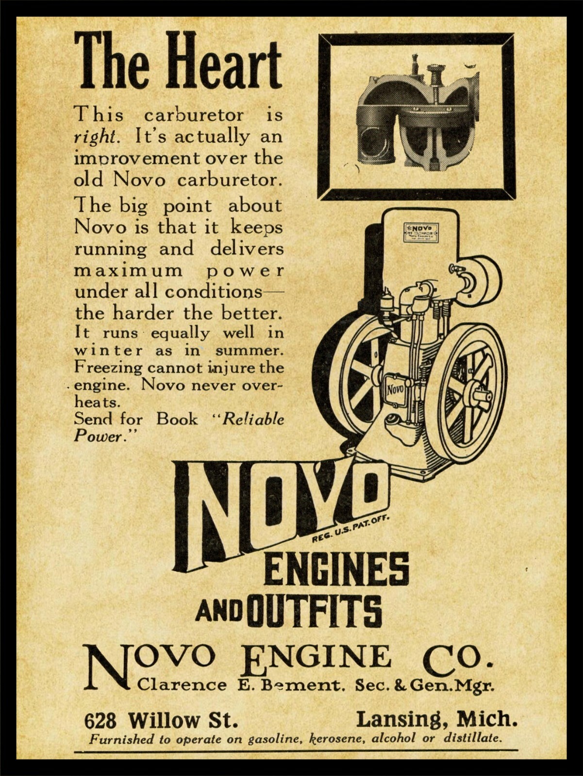 1916 Novo Engine Works of Lansing, Michigan NEW Metal Sign: 12×16 Large Size