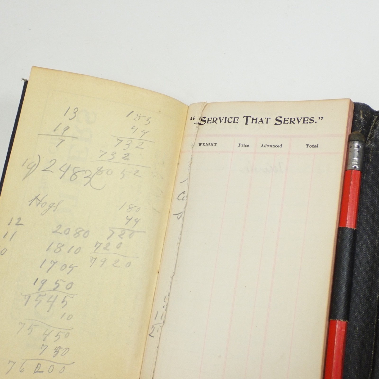 1917-18 Livestock Auction Ledger Rice Brothers Sioux City Chicago Leather K39