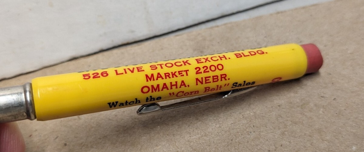 Vintage Corn Belt Livestock Commission Co Omaha Nebraska NE Bullet Pencil