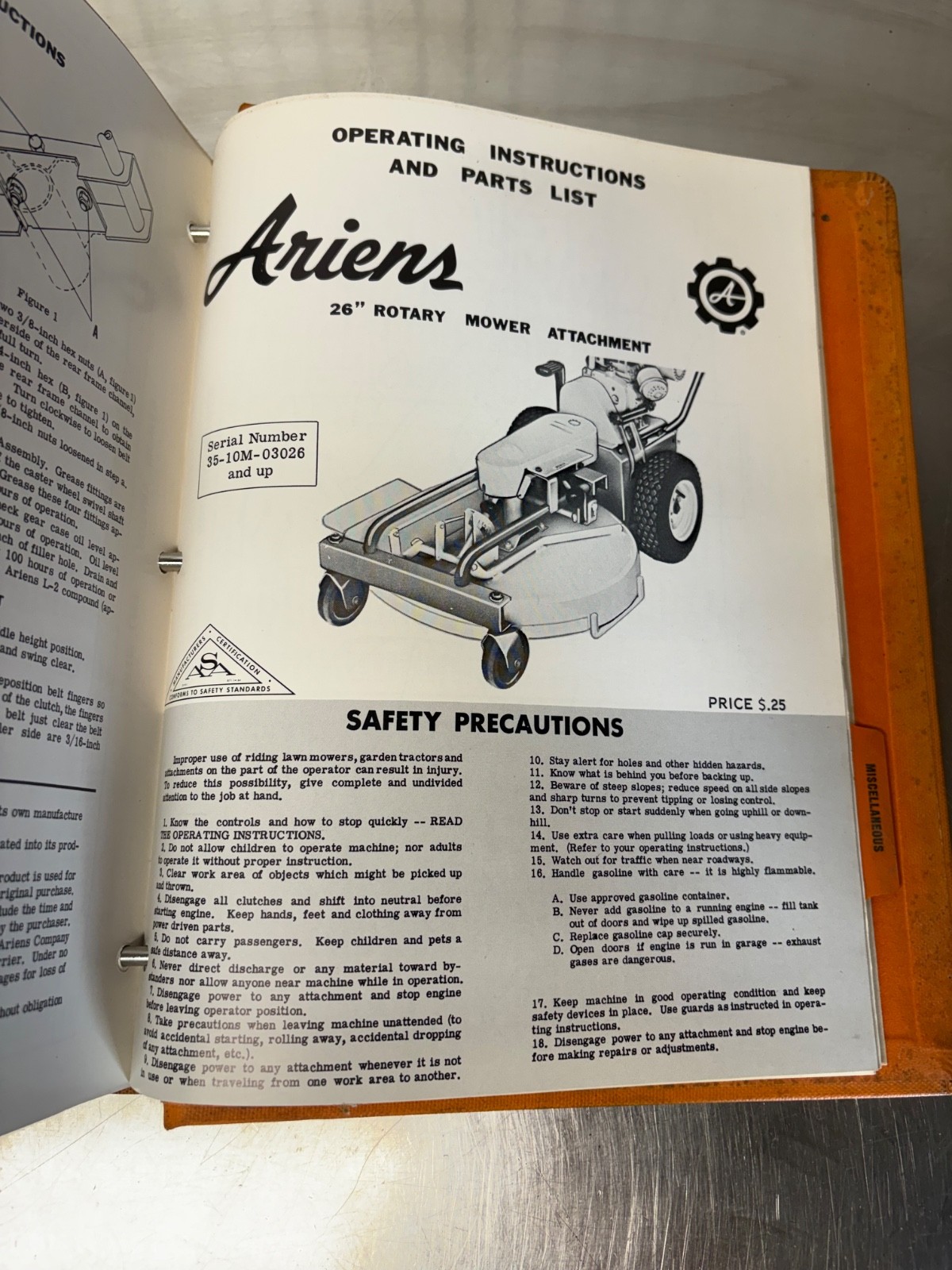 RARE ARIENS Equipment Dealer Service Manual Riding Mower Snow Mobile Tillers