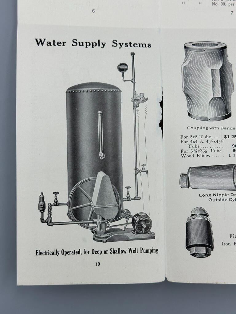 1924 PHILADELPHIA BUCKEYE WOOD PUMPS Crain Lumber FARM Advertising Brochure