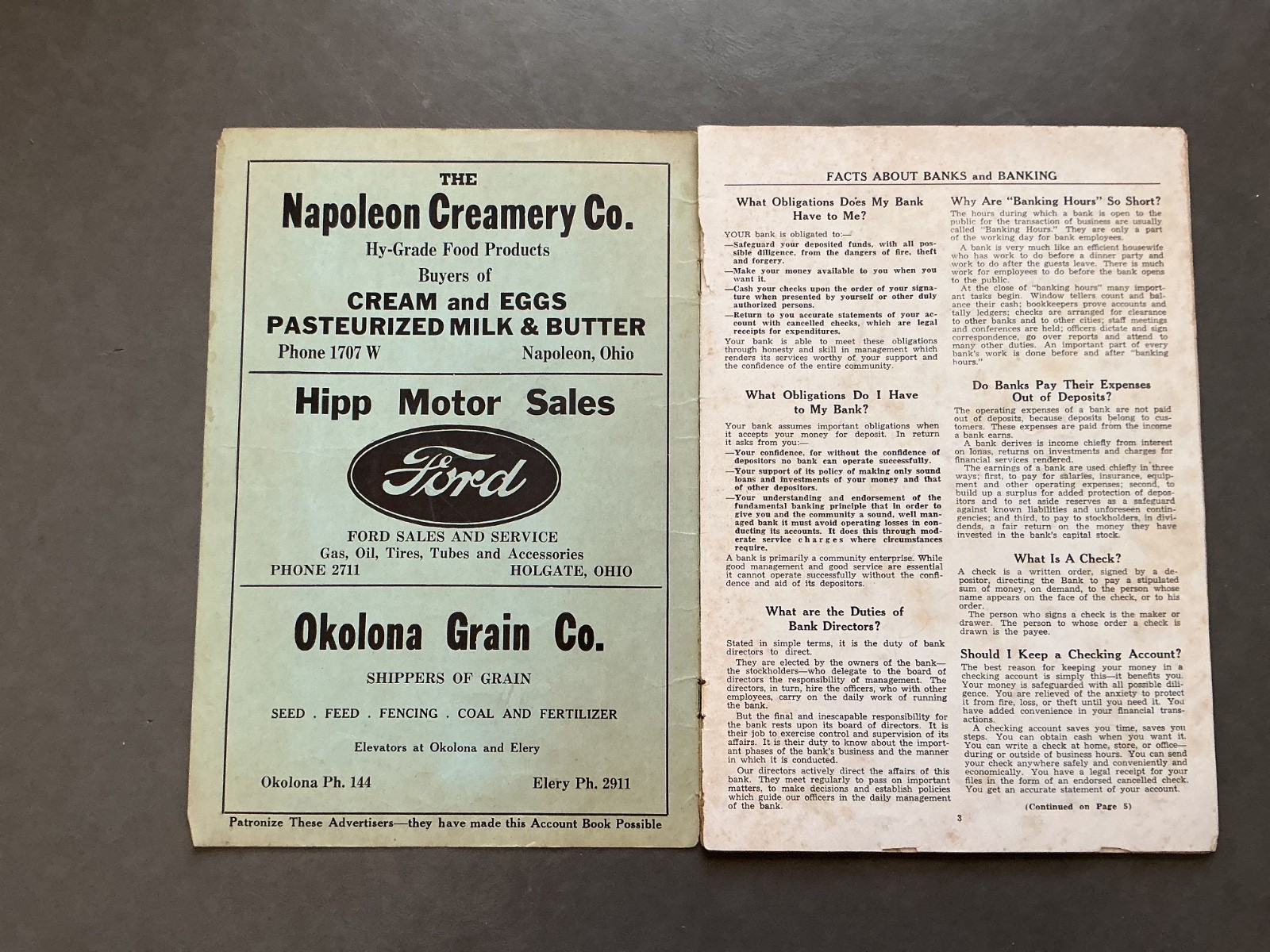 1940 Farm Acct. Record Book – Holgate Produce Co. Holgate, Ohio – Henry County