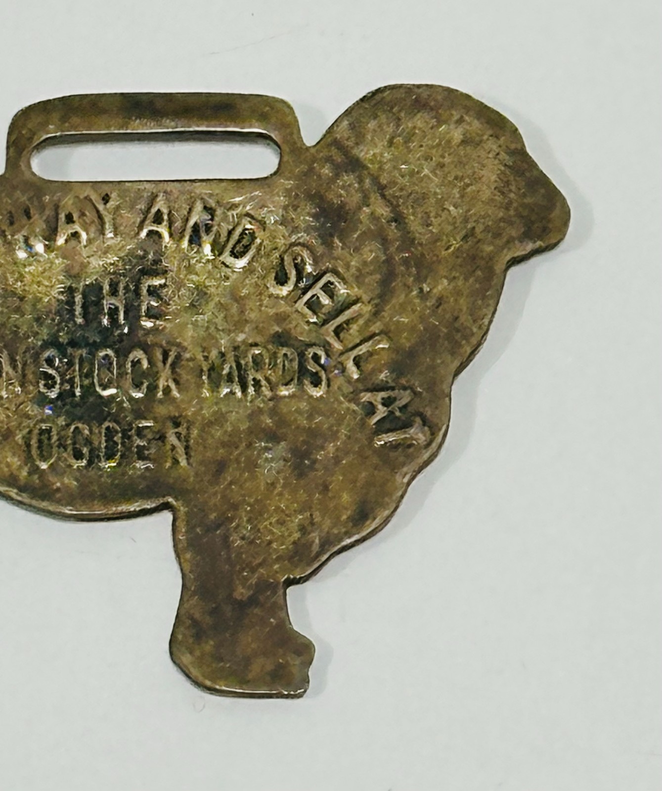 Vtg Union Stock Yards Ogden, Utah pocket watch fob sheep cattle hogs collectible