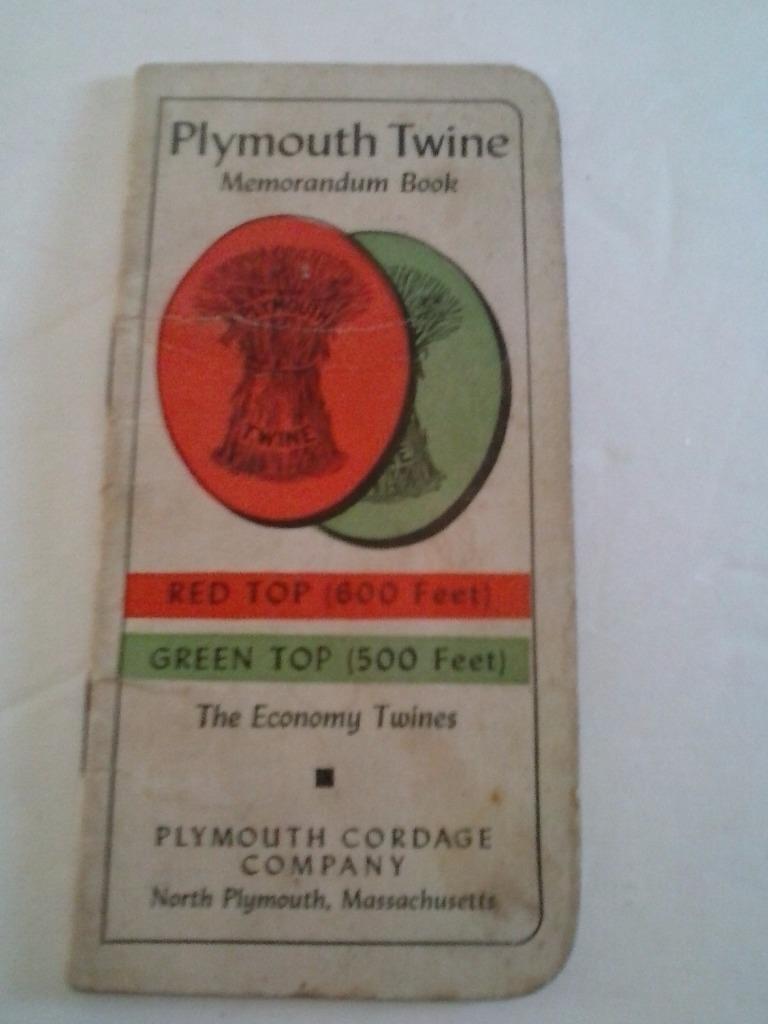 Plymouth Cordage Twine Memorandum Book 1940 41 Calendar Plymouth MASS Vintage