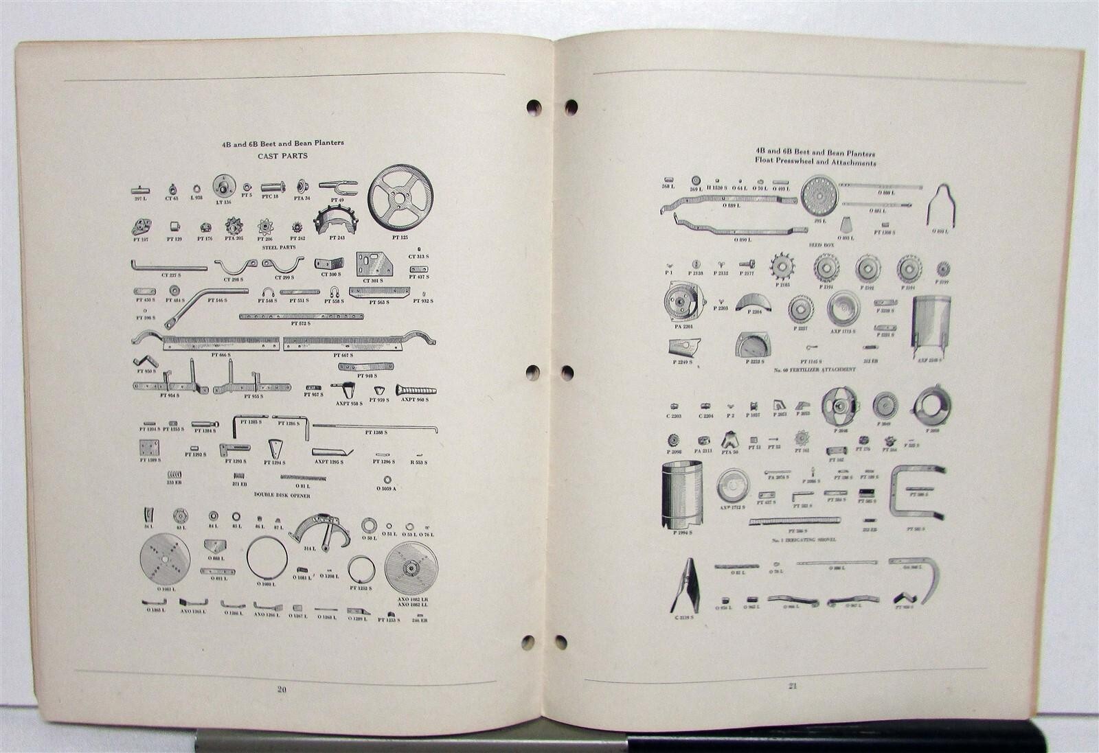 1944 Case Beet & Bean Planters Specifications Farming Parts Lists