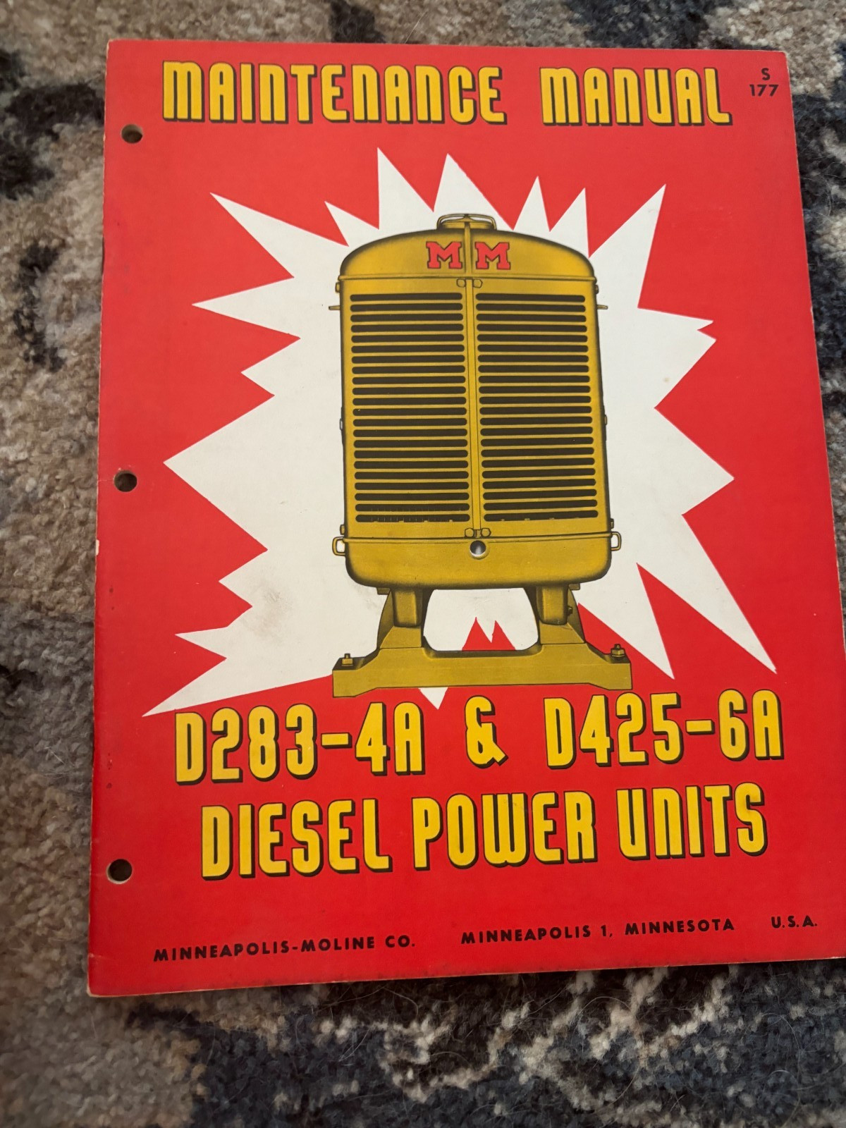 Minneapolis Moline D283-4A D425-6A Diesel Power Unit Operator&rsquo;s Manual FCCA25