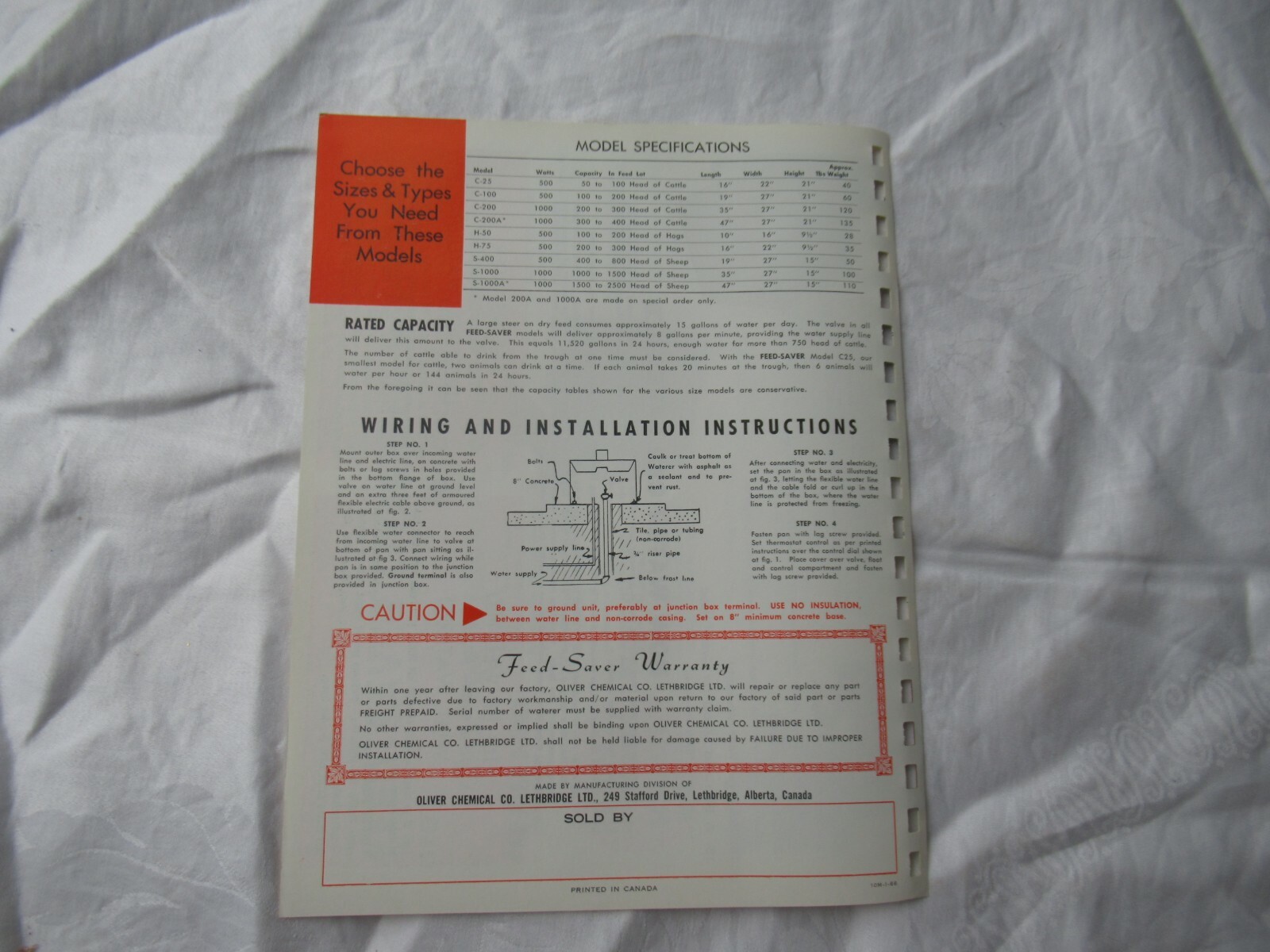 Oliver chemicals cattle feed save brochure