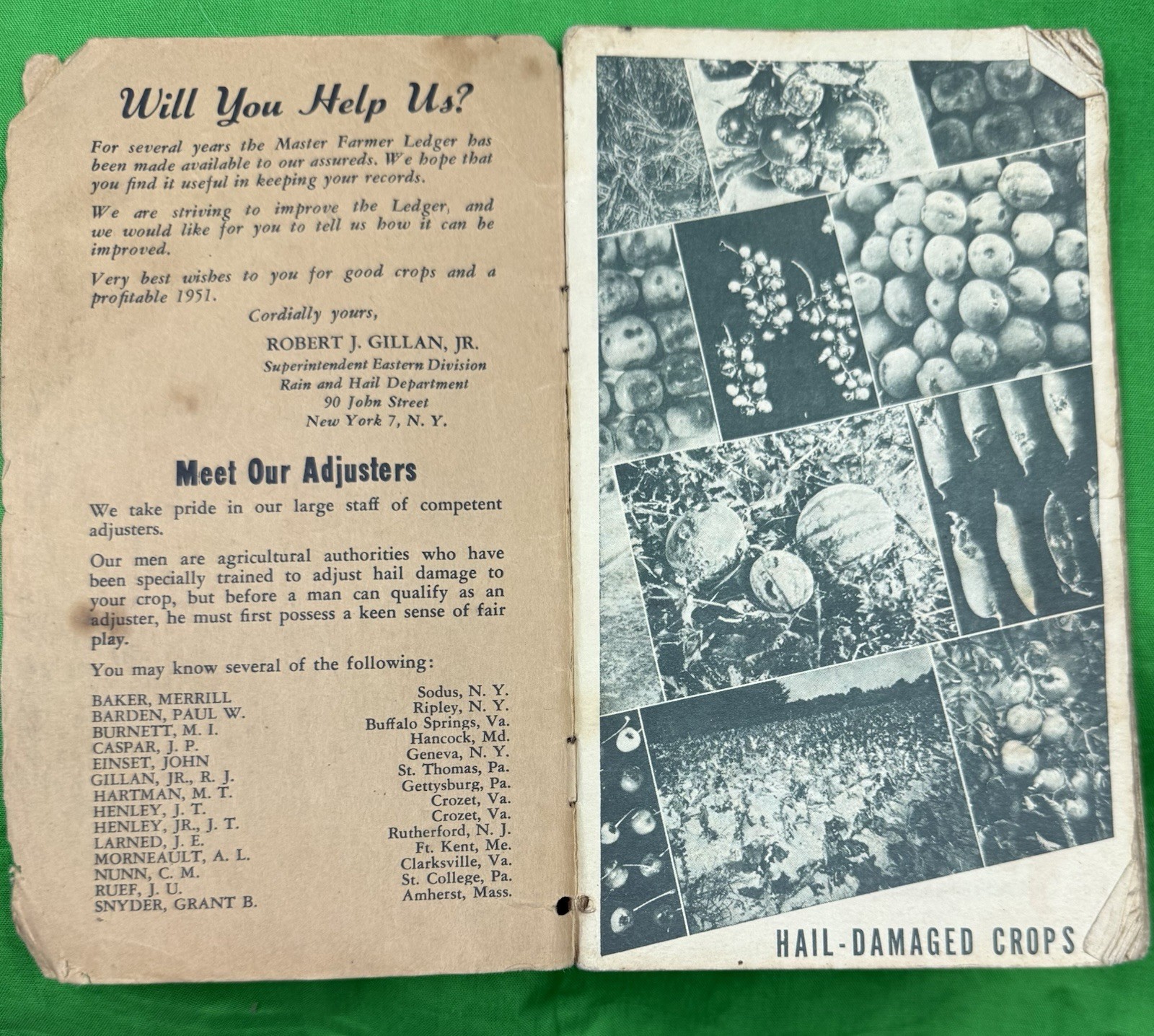 1950 & 1951 Master Farmer Pocket Ledger From The Rain & Hail Insurance Bureau