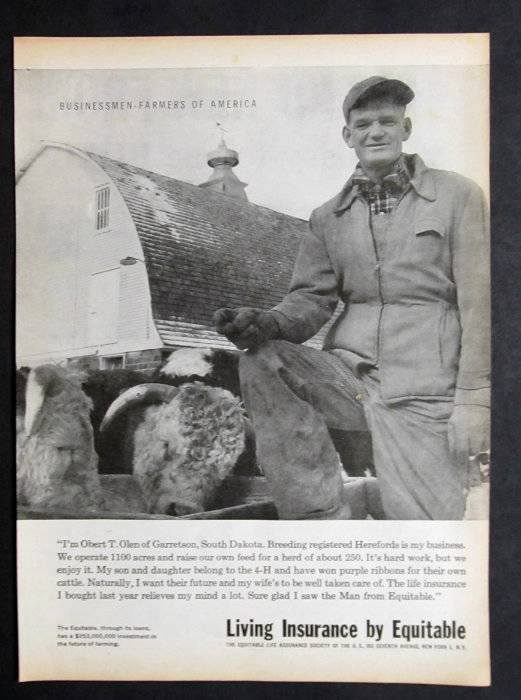Original 1957 Insurance Ad Non Celebrity Endorsement Obert Oien of Garretson SD