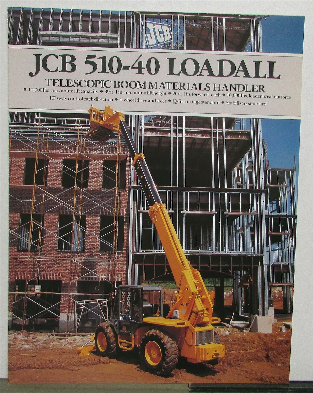 1990s JCB 51040 Loadall Telescopic Boom Specification Construction Sale Brochure