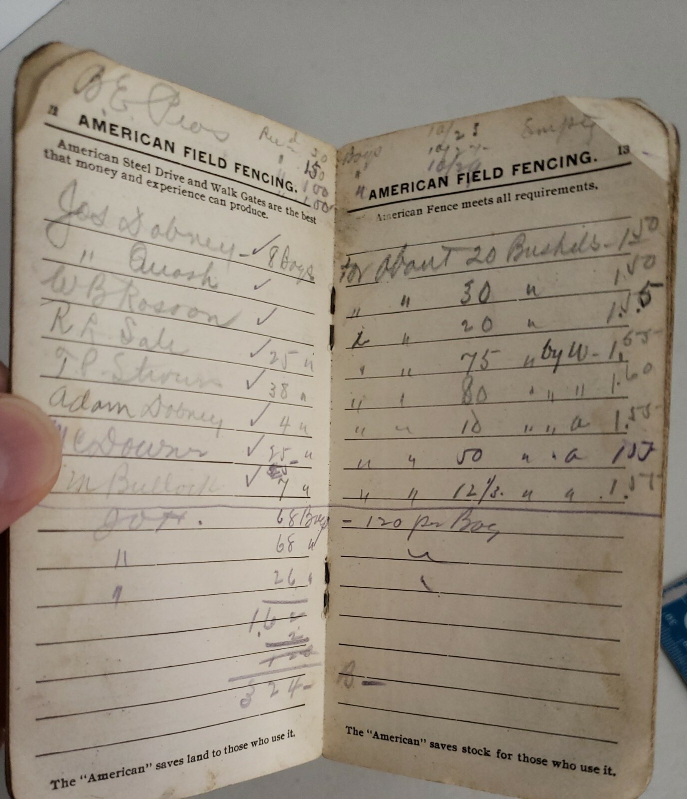 1902 American Steel & Wire Co. Field & Hog Fence Memo Advertising Booklet Used