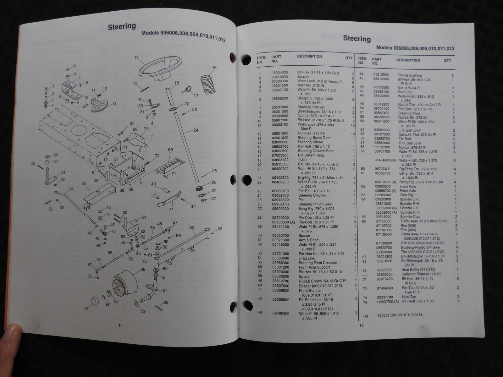 GENUINE ARIENS LT 1232 1440 YT 1340 1540 Lawn Tractor Parts Catalog Manual 1994