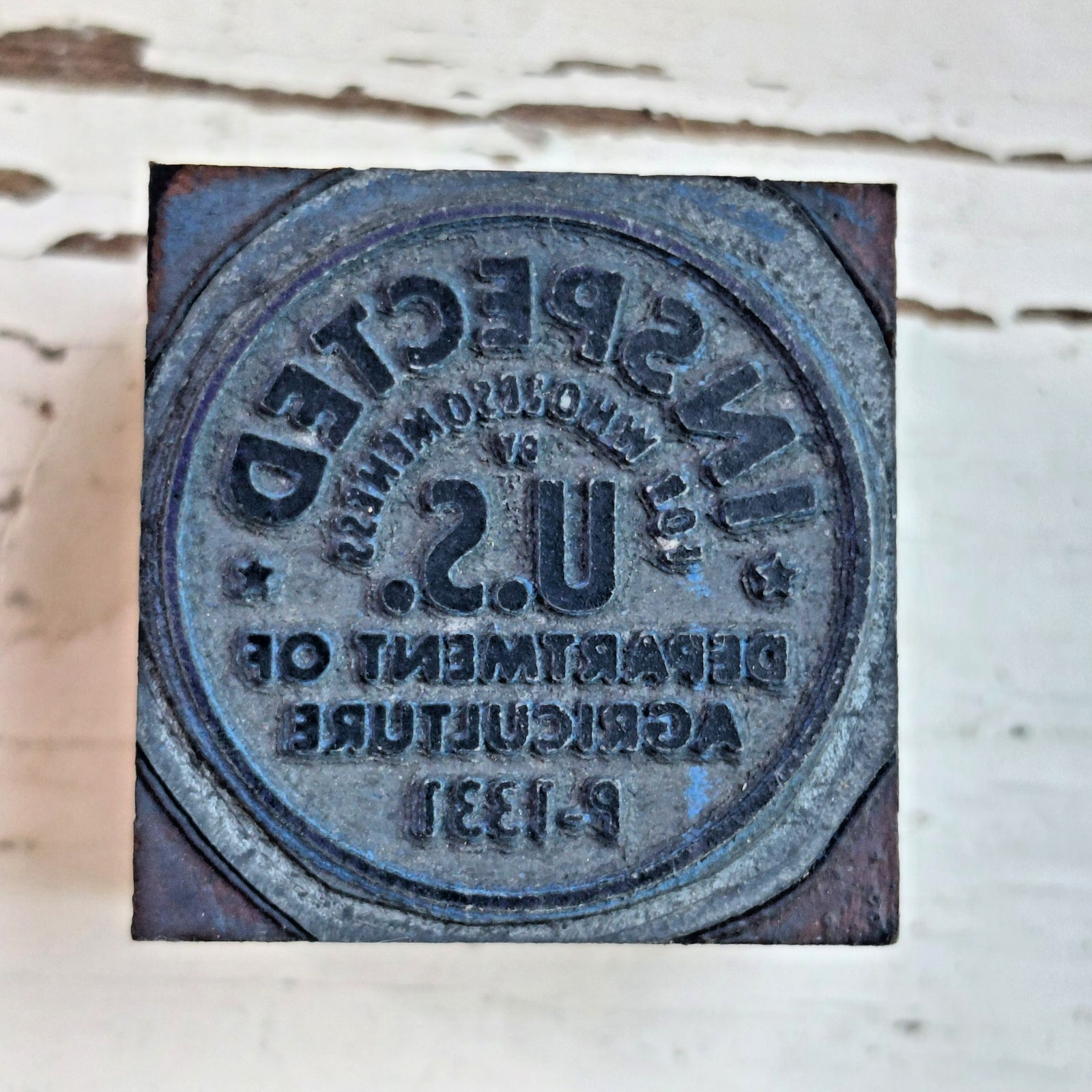 Vintage USDA Inspected For Wholesomeness Letterpress Printing Block P-1331