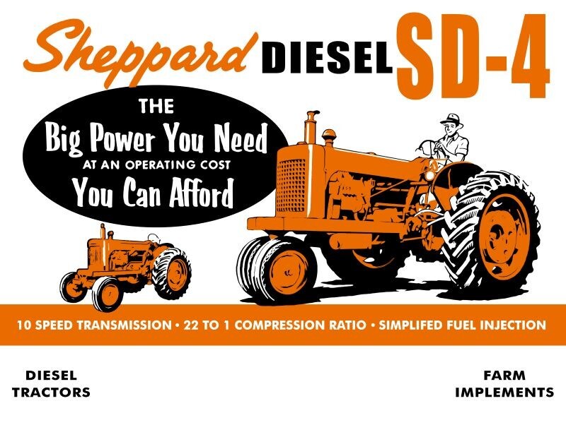 Sheppard Diesel SD-4 Tractors NEW METAL SIGN: 9 x 12&Prime; Ships Free