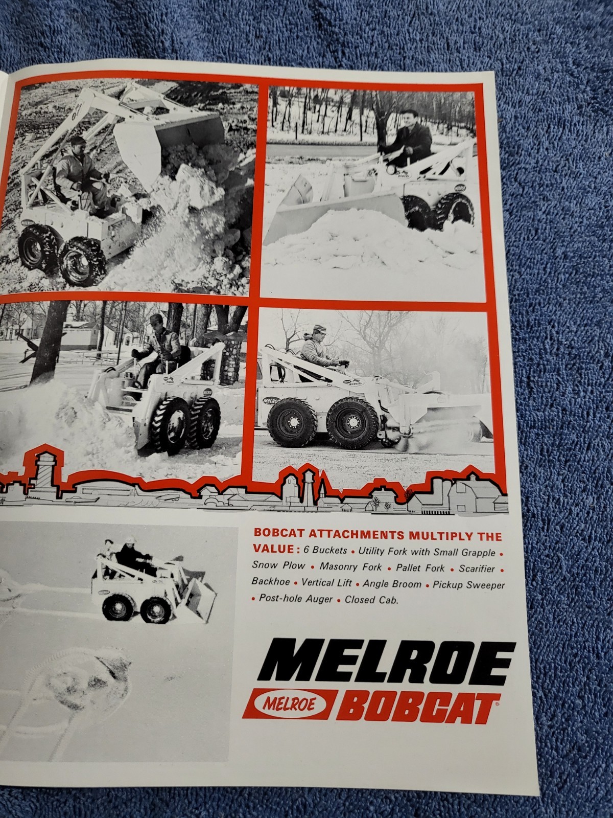 BROCHURE Vintage Melroe Bobcat M44 500 600 Skid Steer Loader Onan Kohler Wi 1966