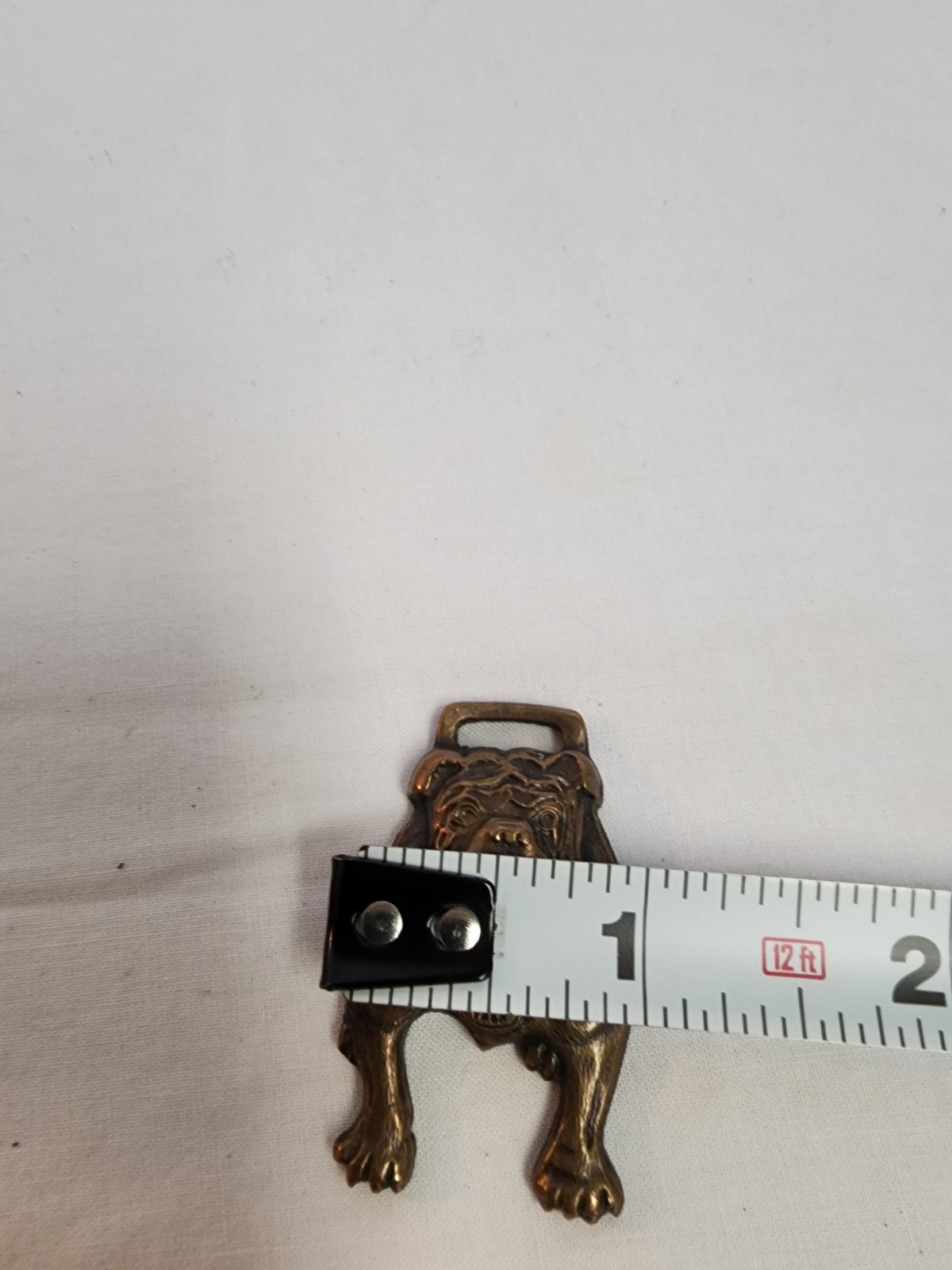 Antique « TEETH TALK » Avery Mfg Co Peoria IL TOOTHY BULLDOG Advertising Watch Fob