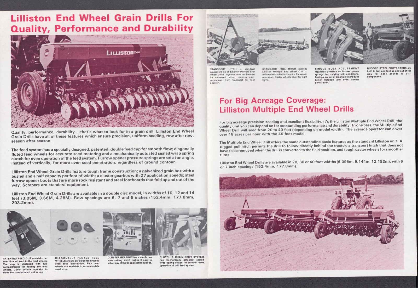 Lilliston 244 End Wheel Drills Albany Georgia Specification Brochure