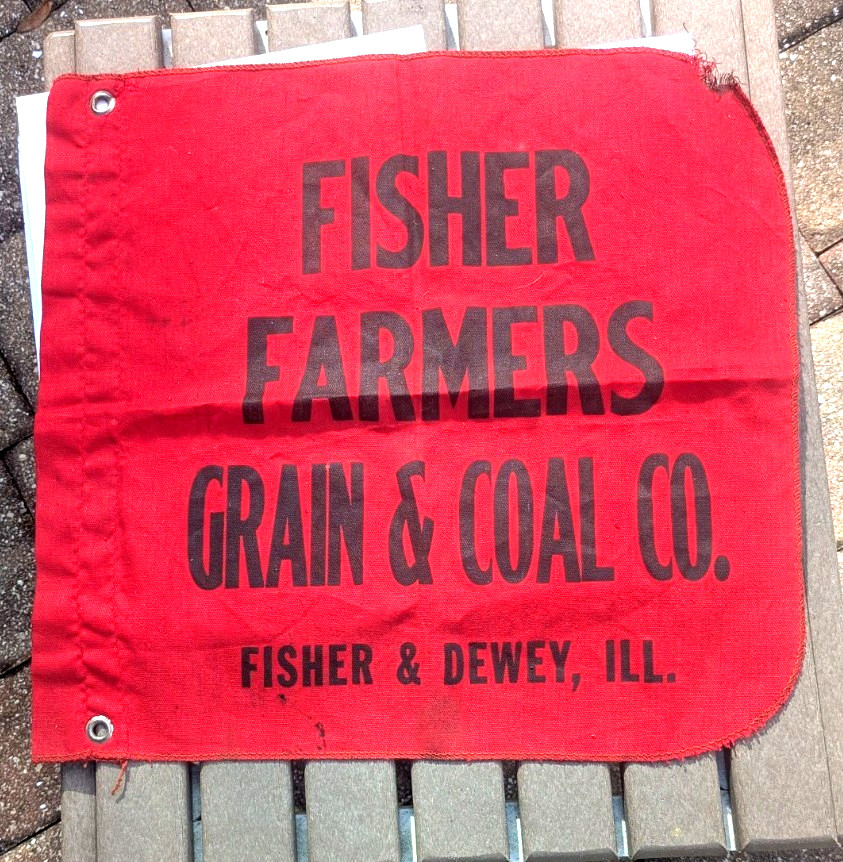Fisher Grain & Coal, FISHER & DEWEY, IL. (Champaign County, Il. ,red cloth flag