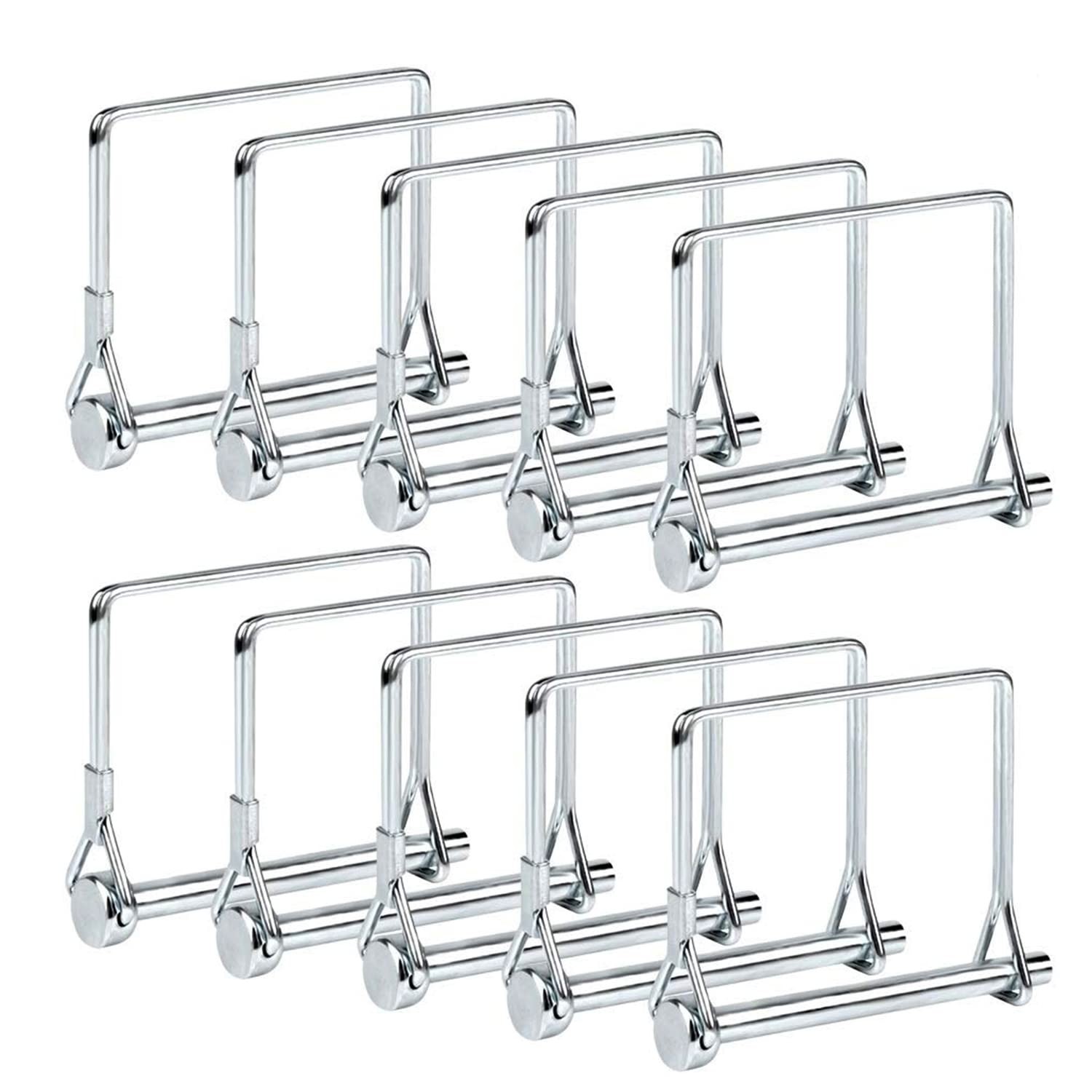 10 Pack Heavy Duty 1/4×4 Inch Trailer Coupler Pin Wire Lock Pin PTO Shaft Hitch