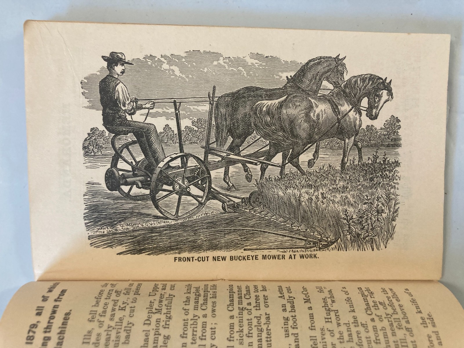ANTIQUE 1881 BUCKEYE MOWER TABLE RAKE REAPER SELF BINDING HARVESTER WINTERSET IA