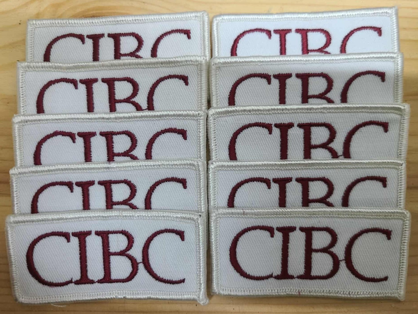 Vintage CIBC Bank Logo Patch | Embroidered White & Red Collectible LOT OF 10