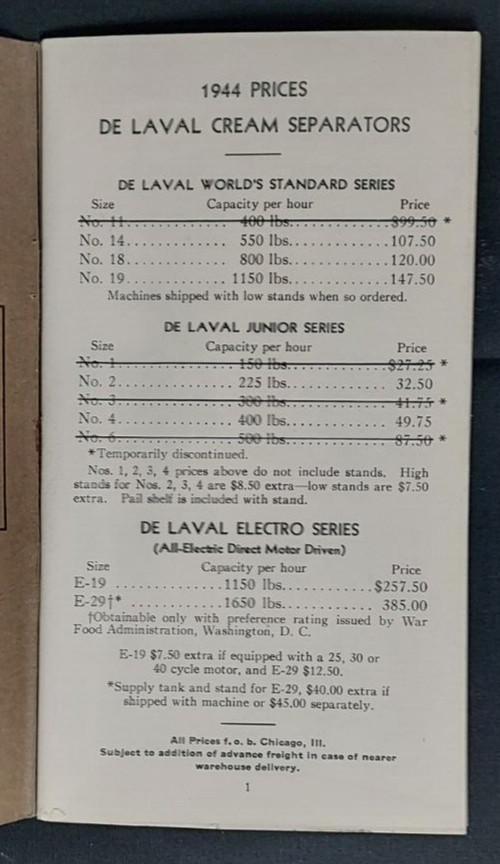 1944 De Laval Price Book Special Dealer Edition DeLaval Separator Co Chicago