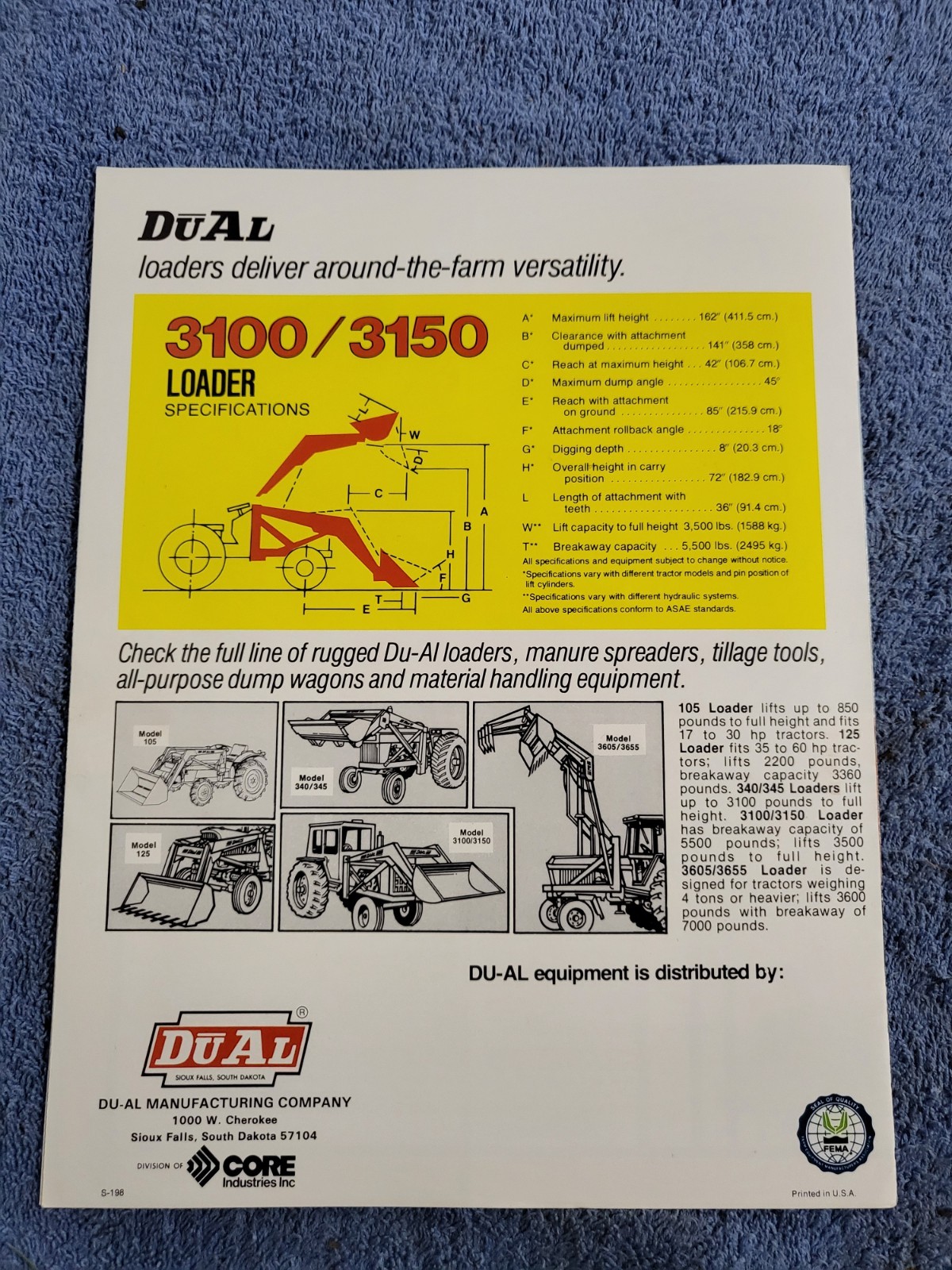 DUAL 3100 / 3150 Tractor Front LOADER BROCHURE IH Farmall 1466 John Deere 4230