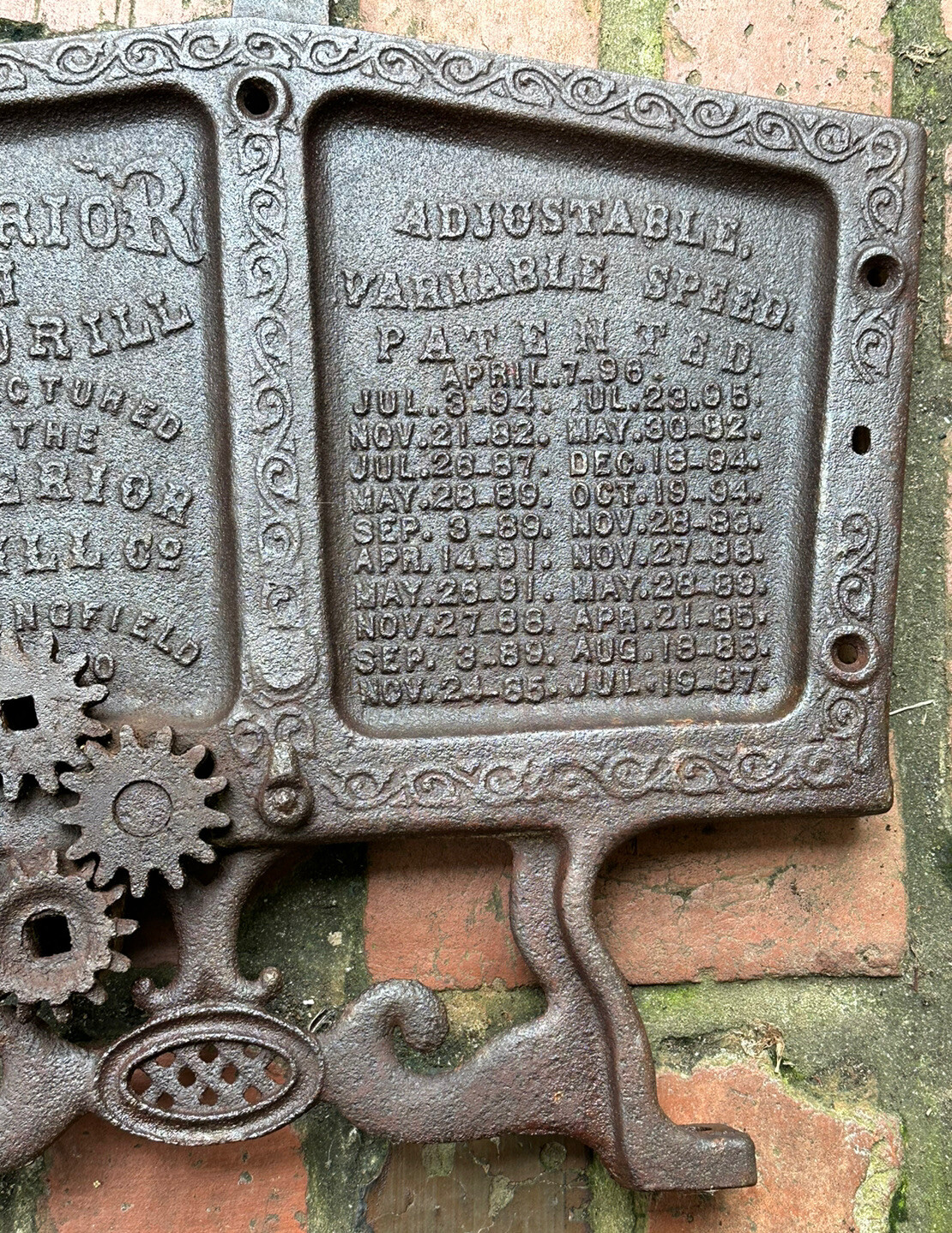 RARE 1880s 1890s Superior Machine Grain Drill Cover Cast Iron Force Feed 19in.