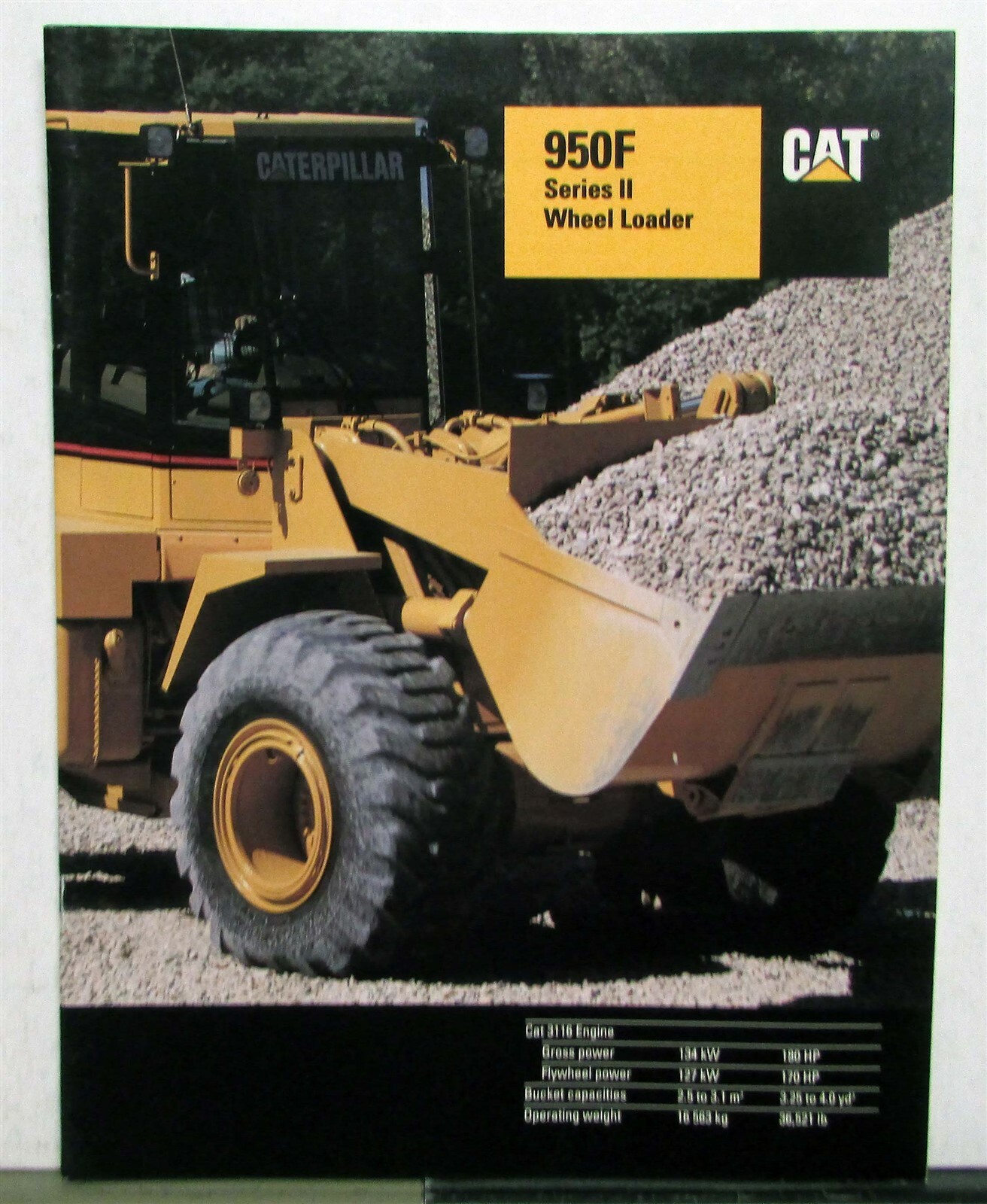 1995 Caterpillar 950F Series II Wheel Loader Specs Construction Sale Brochure