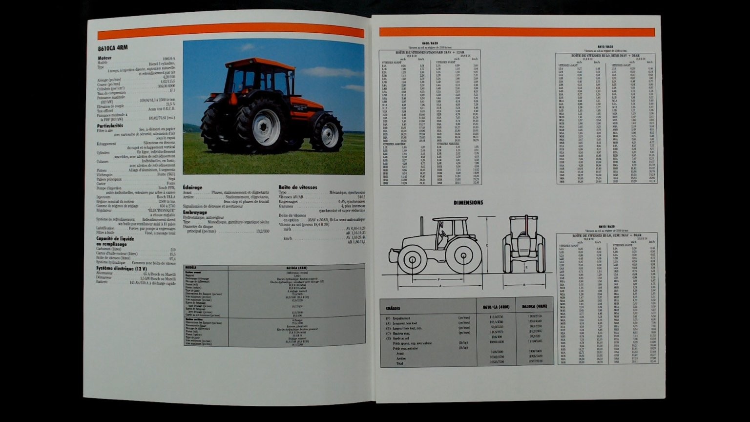 Deutz Allis Agriculture Brochure Série 8600 Tractor Specs Catalog