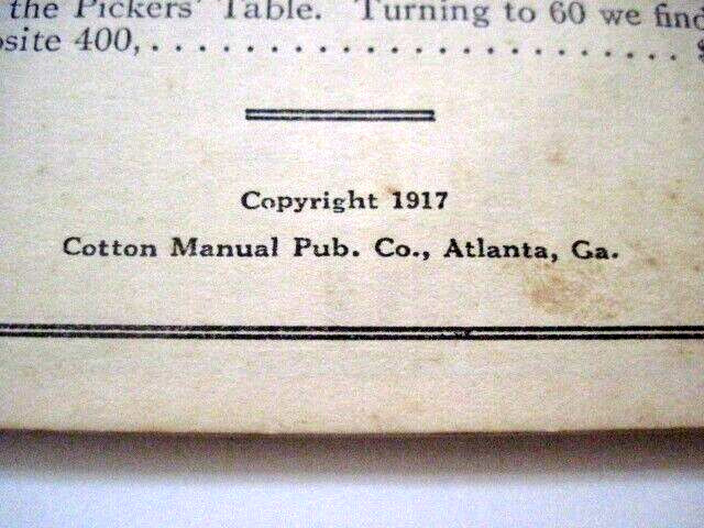 1917 Booklet « Cotton Calculator » Compliments of « First Guaranty State Bank » TX*