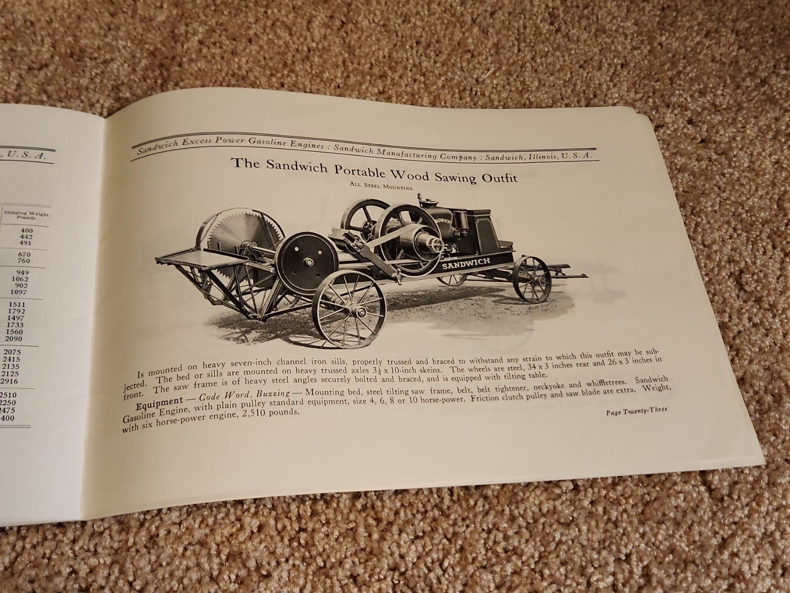 Sandwich Gasoline Hit Miss Engines Catalog Reprint