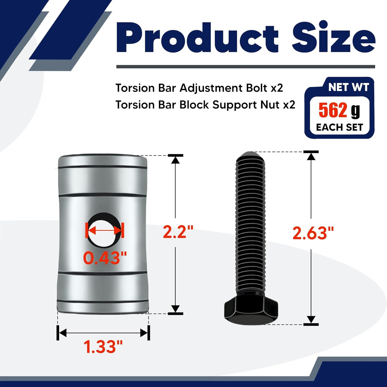 Torsion Bar Adjustment Bolt and Lock Nut Fit for Silverado Tahoe GMC Sierra Yuk