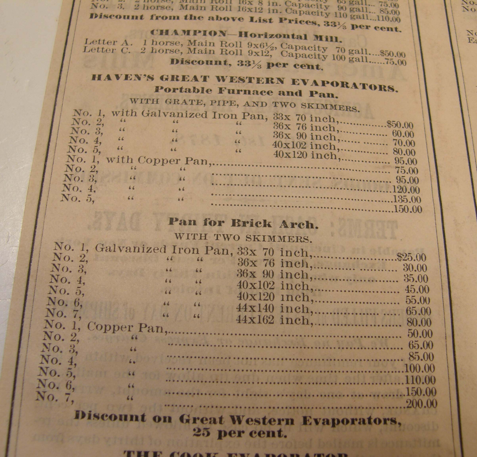 ANTIQUE 1878 AGRICULTURAL MACHINERY PRICE LIST JAMES HAVEN & CO CINCINNATI OH