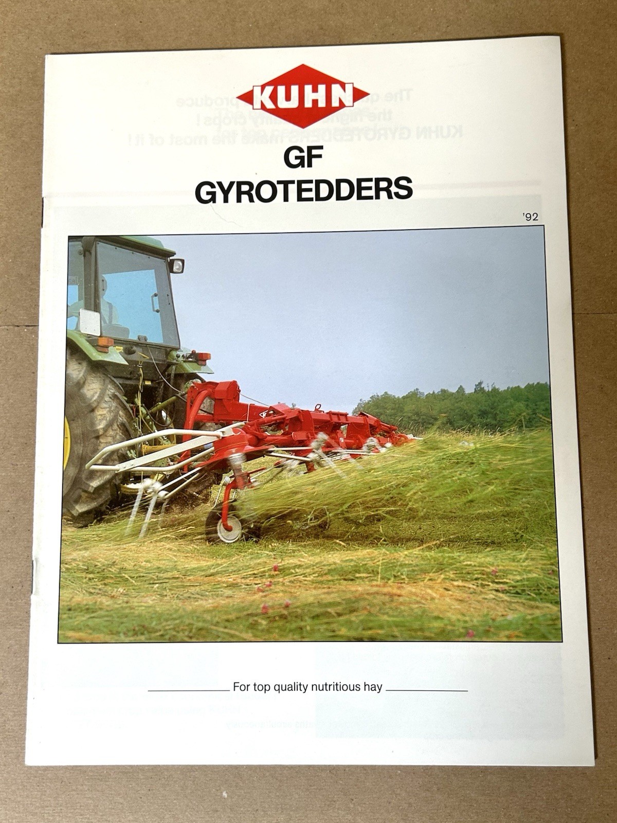Kuhn GF Gyrotedders Original 12 page Dealer Sales Promotional Brochure For 1992