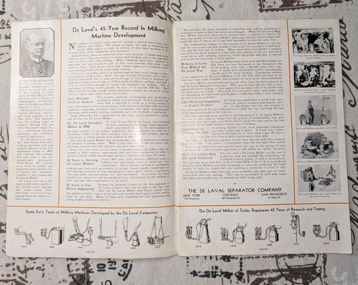 De Laval Milkers 1939 Dairy Equipment Brochure Rotolactor Milking Machines