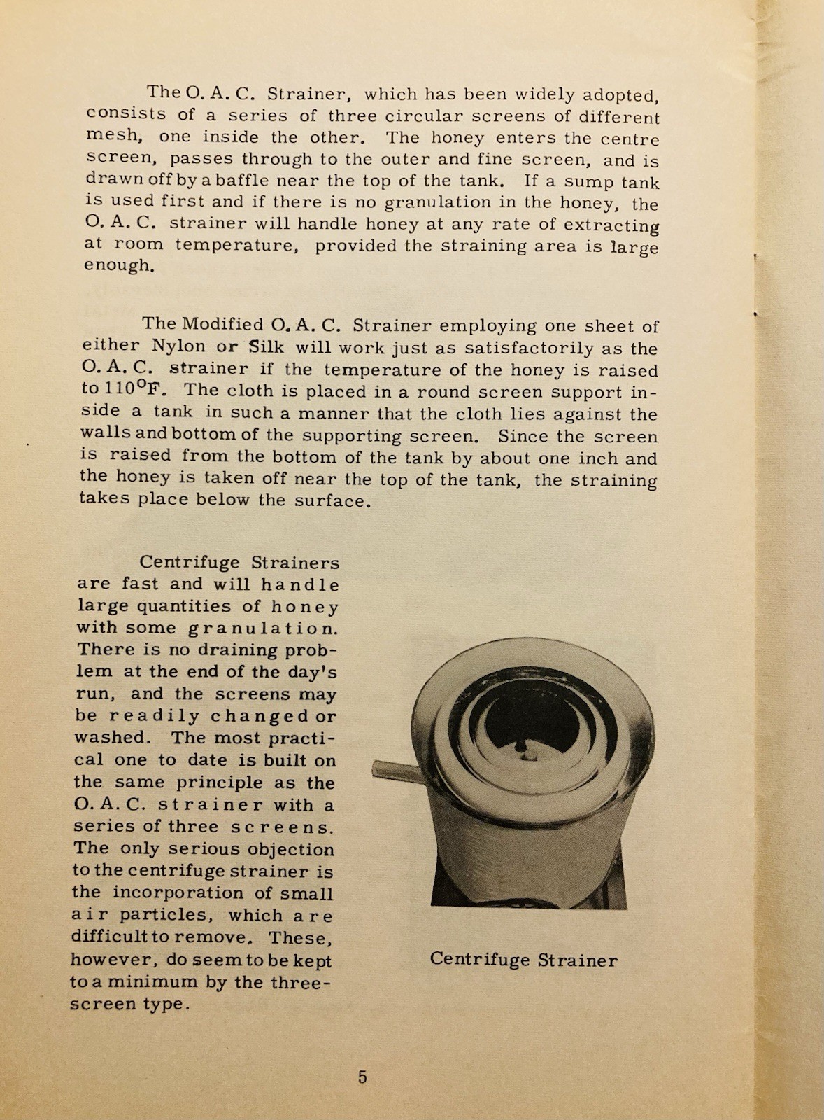 1954 ONTARIO AGRICULTURAL COLLEGE, STRAINING HONEY BROCHURE IN VG CONDITION