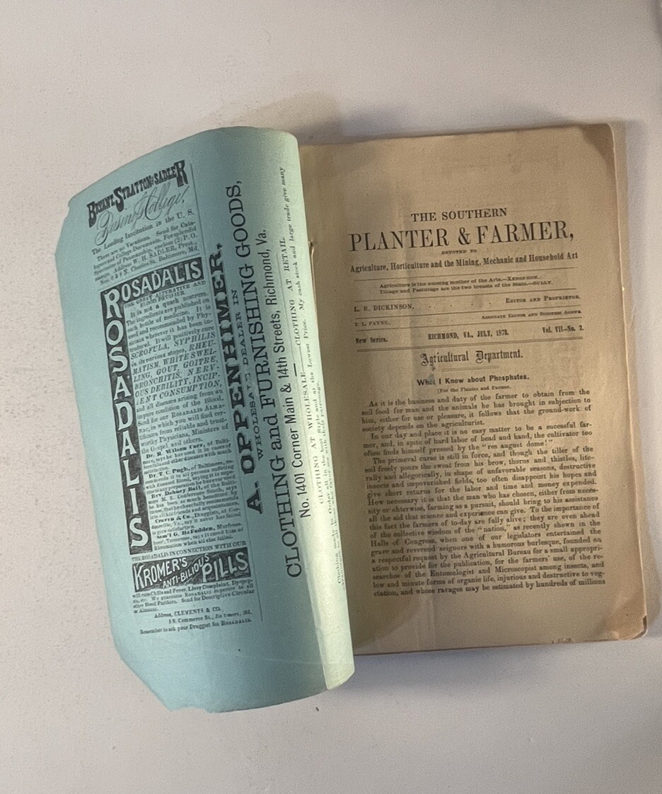 Antique Agriculture Booklets 1926 Fall Bulletin & 1873 Southern Planter & Farm